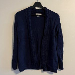 Banana Republic Dark Blue Cotton Cashmere Sweater Cardigan w/ Braided Details